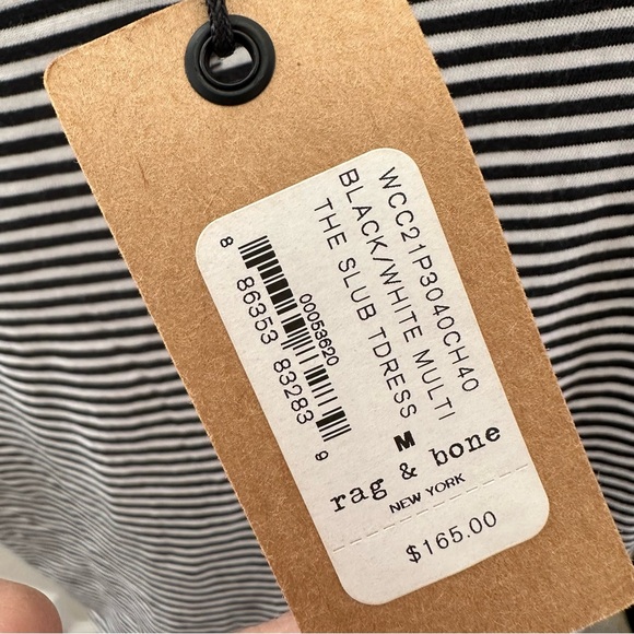 Rag & Bone The slub t-shirt dress black white striped ladies size M NWT - Picture 9 of 10